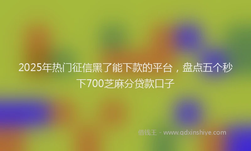 2025年热门征信黑了能下款的平台，盘点五个秒下700芝麻分贷款口子