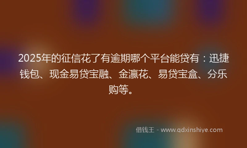 2025年的征信花了有逾期哪个平台能贷有：迅捷钱包、现金易贷宝融、金瀛花、易贷宝盒、分乐购等。