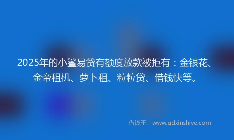 2025年的小鲨易贷有额度放款被拒有：金银花、金帝租机、萝卜租、粒粒贷、借钱快等。
