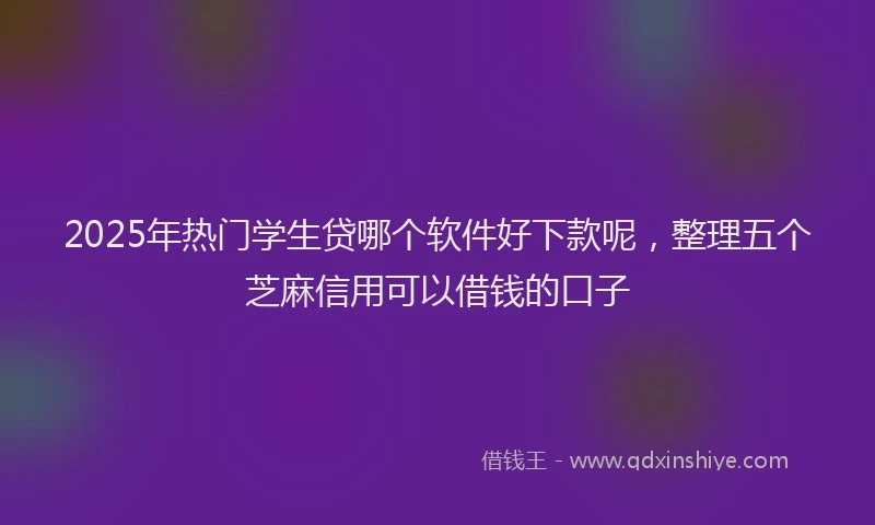 2025年热门学生贷哪个软件好下款呢，整理五个芝麻信用可以借钱的口子