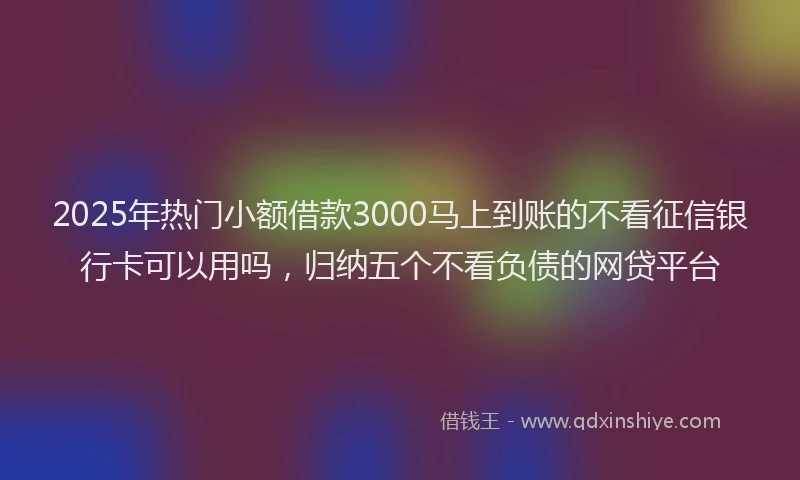 2025年热门小额借款3000马上到账的不看征信银行卡可以用吗，归纳五个不看负债的网贷平台