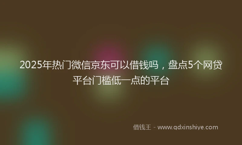 2025年热门微信京东可以借钱吗，盘点5个网贷平台门槛低一点的平台