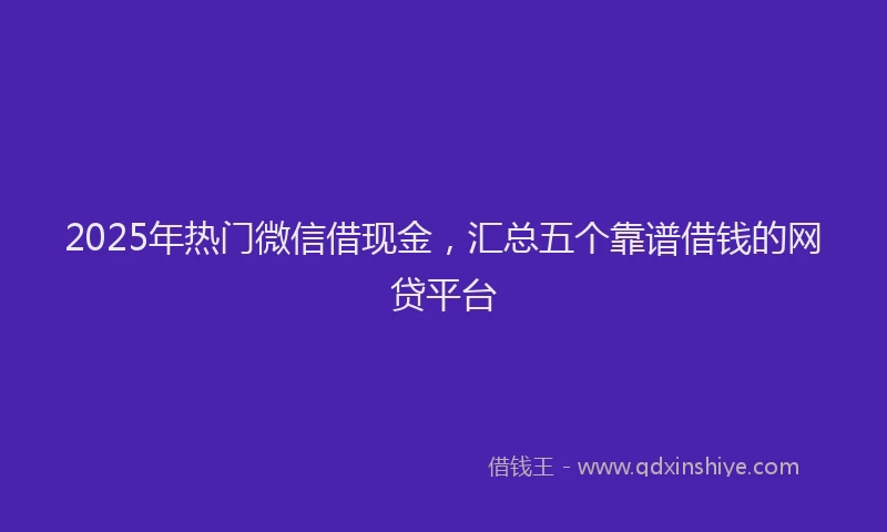 2025年热门微信借现金，汇总五个靠谱借钱的网贷平台