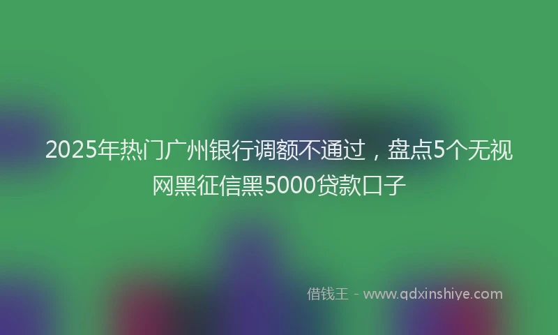 2025年热门广州银行调额不通过，盘点5个无视网黑征信黑5000贷款口子