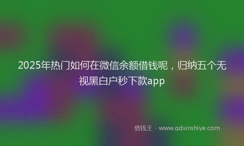2025年热门如何在微信余额借钱呢，归纳五个无视黑白户秒下款app
