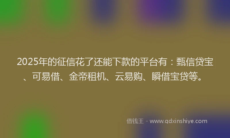 2025年的征信花了还能下款的平台有：甄信贷宝、可易借、金帝租机、云易购、瞬借宝贷等。
