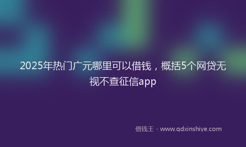 2025年热门广元哪里可以借钱，概括5个网贷无视不查征信app