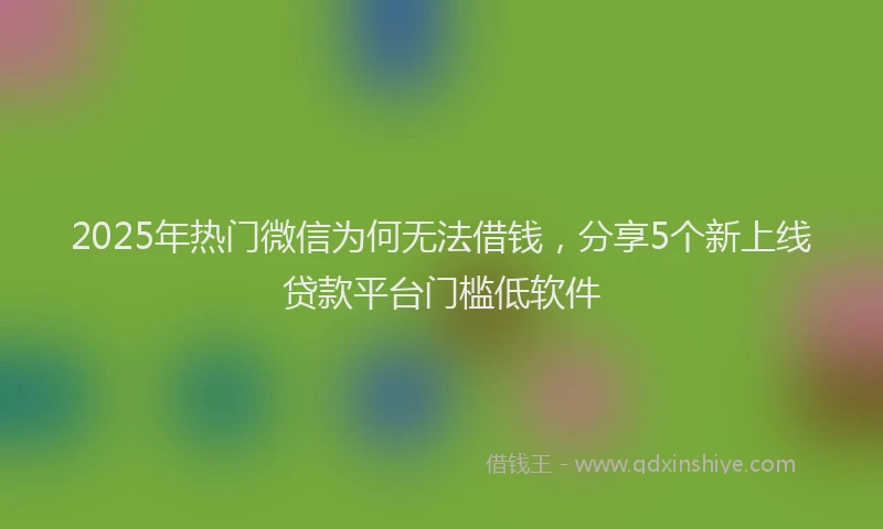 2025年热门微信为何无法借钱，分享5个新上线贷款平台门槛低软件