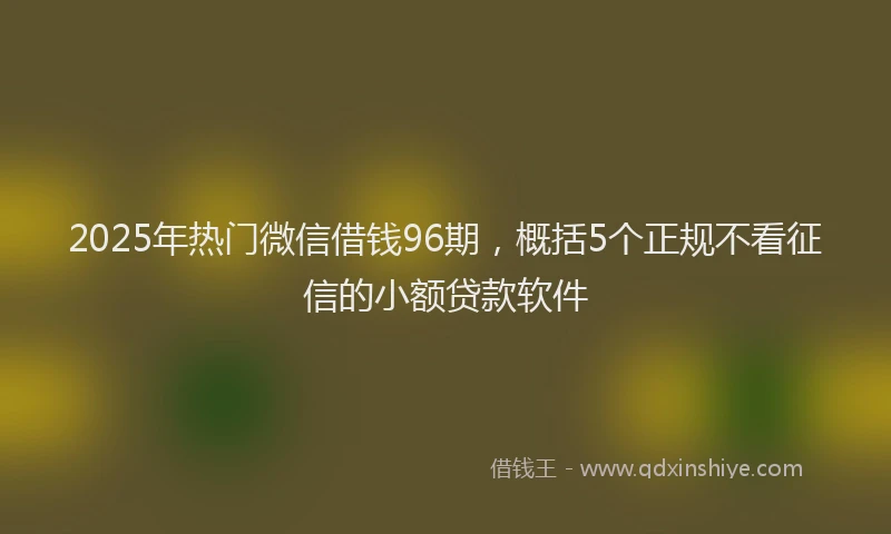 2025年热门微信借钱96期，概括5个正规不看征信的小额贷款软件