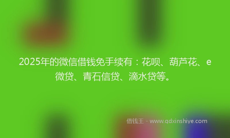 2025年的微信借钱免手续有：花呗、葫芦花、e微贷、青石信贷、滴水贷等。