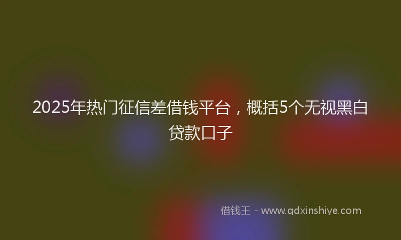 2025年热门征信差借钱平台，概括5个无视黑白贷款口子