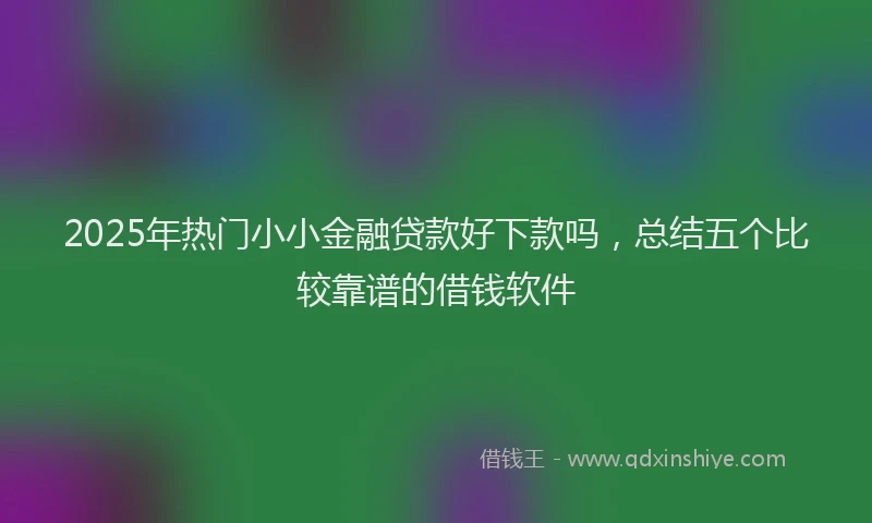 2025年热门小小金融贷款好下款吗，总结五个比较靠谱的借钱软件