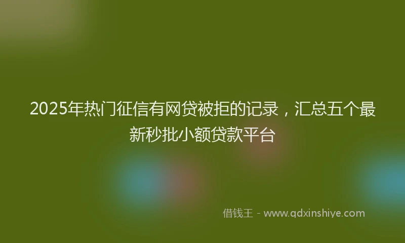 2025年热门征信有网贷被拒的记录，汇总五个最新秒批小额贷款平台