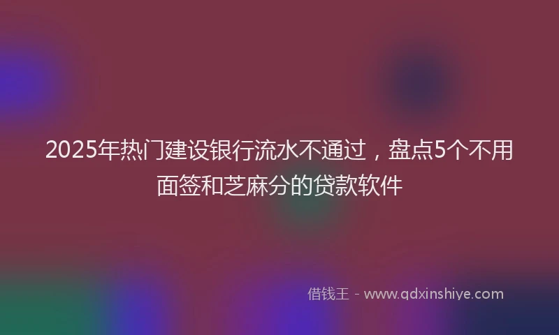 2025年热门建设银行流水不通过，盘点5个不用面签和芝麻分的贷款软件