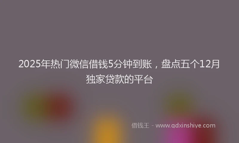 2025年热门微信借钱5分钟到账，盘点五个12月独家贷款的平台