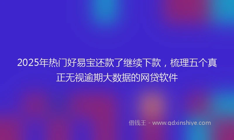 2025年热门好易宝还款了继续下款，梳理五个真正无视逾期大数据的网贷软件