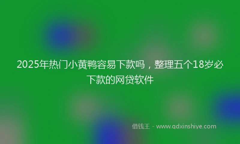 2025年热门小黄鸭容易下款吗，整理五个18岁必下款的网贷软件