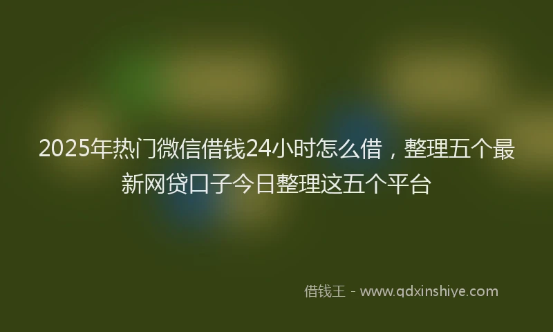 2025年热门微信借钱24小时怎么借，整理五个最新网贷口子今日整理这五个平台