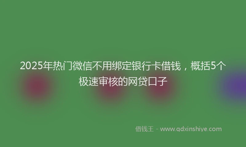 2025年热门微信不用绑定银行卡借钱，概括5个极速审核的网贷口子