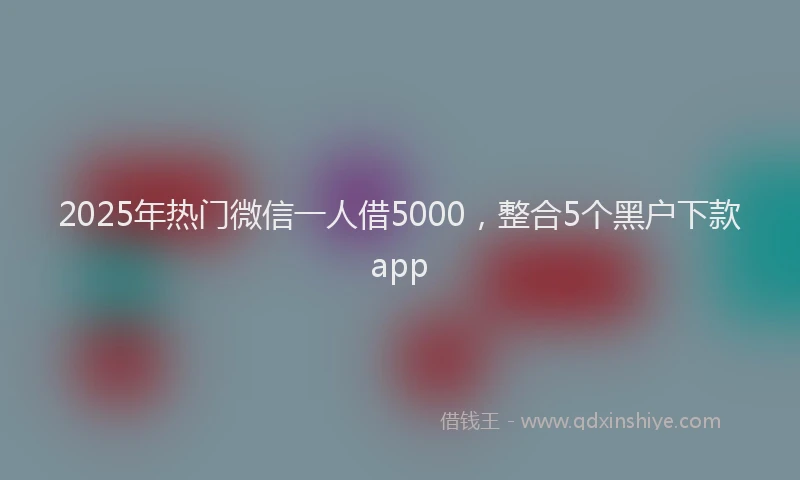 2025年热门微信一人借5000，整合5个黑户下款app