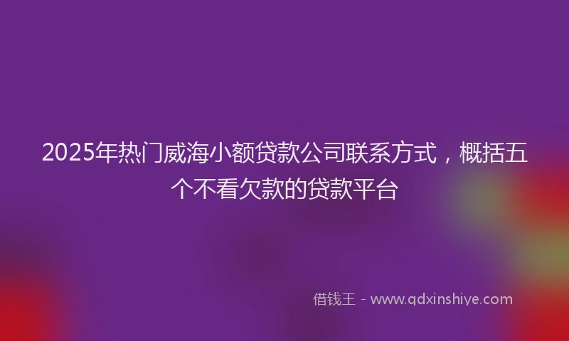 2025年热门威海小额贷款公司联系方式，概括五个不看欠款的贷款平台