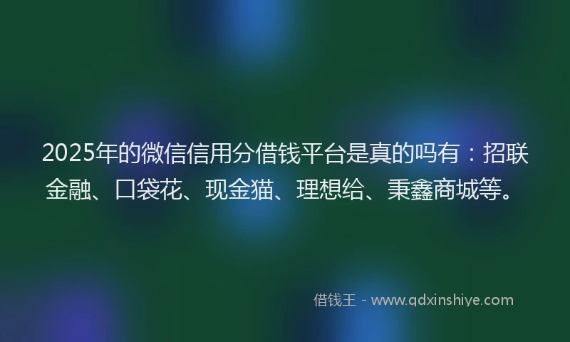 2025年的微信信用分借钱平台是真的吗有：招联金融、口袋花、现金猫、理想给、秉鑫商城等。