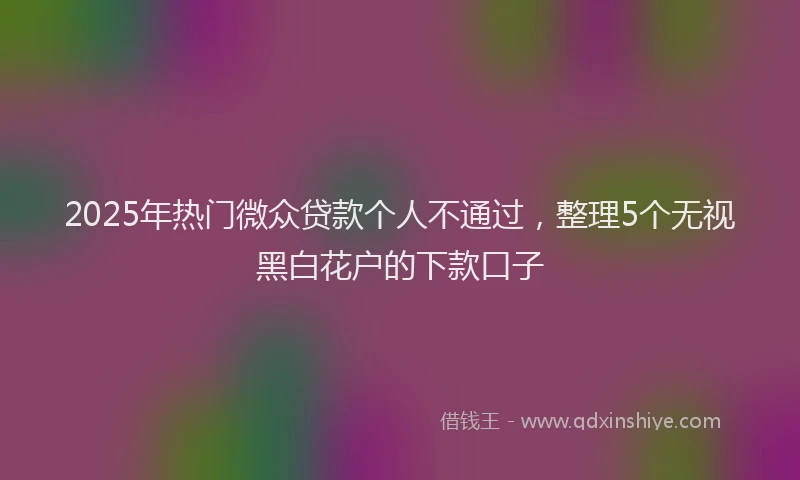 2025年热门微众贷款个人不通过，整理5个无视黑白花户的下款口子