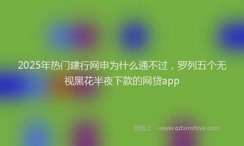 2025年热门建行网申为什么通不过，罗列五个无视黑花半夜下款的网贷app