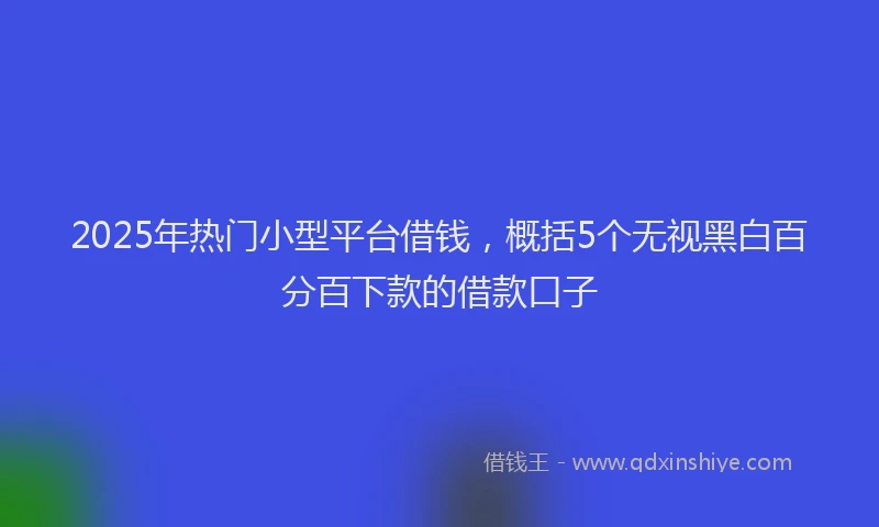 2025年热门小型平台借钱，概括5个无视黑白百分百下款的借款口子