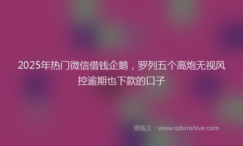 2025年热门微信借钱企鹅，罗列五个高炮无视风控逾期也下款的口子