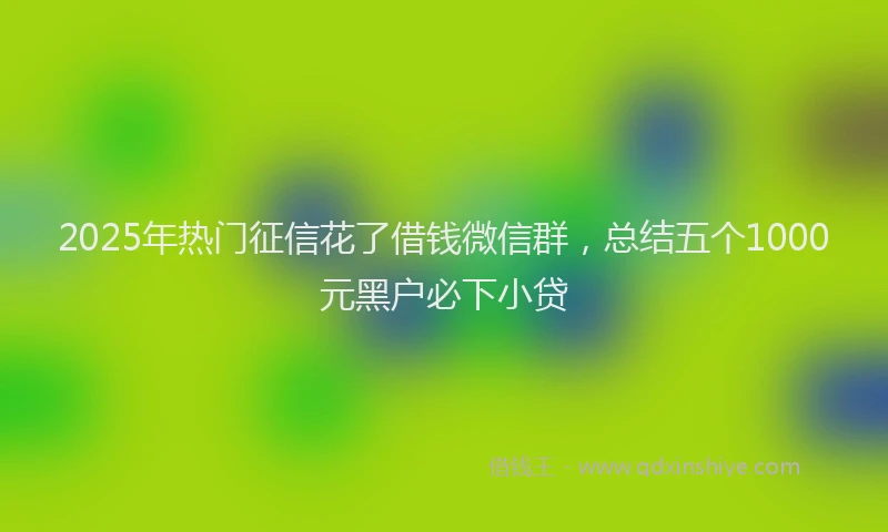 2025年热门征信花了借钱微信群，总结五个1000元黑户必下小贷