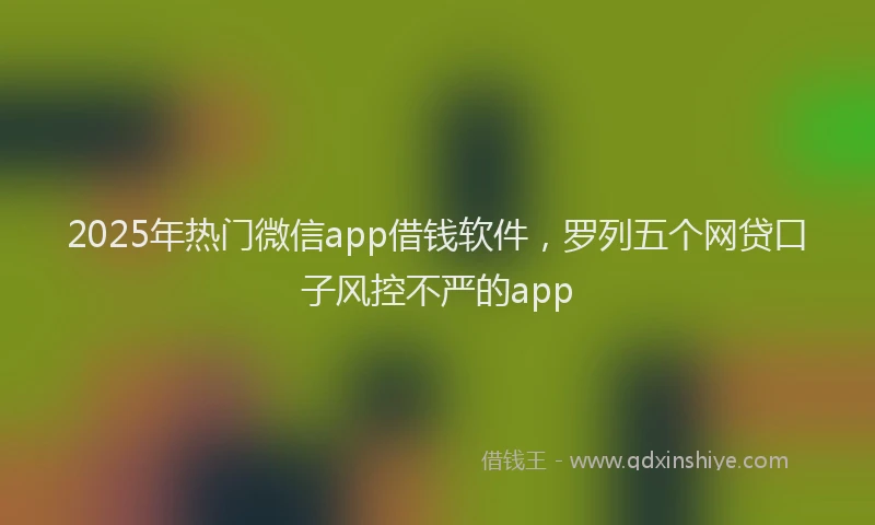 2025年热门微信app借钱软件，罗列五个网贷口子风控不严的app