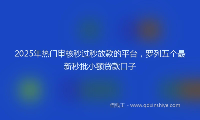 2025年热门审核秒过秒放款的平台，罗列五个最新秒批小额贷款口子