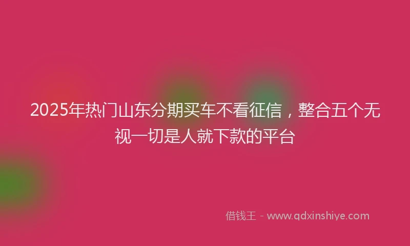 2025年热门山东分期买车不看征信，整合五个无视一切是人就下款的平台