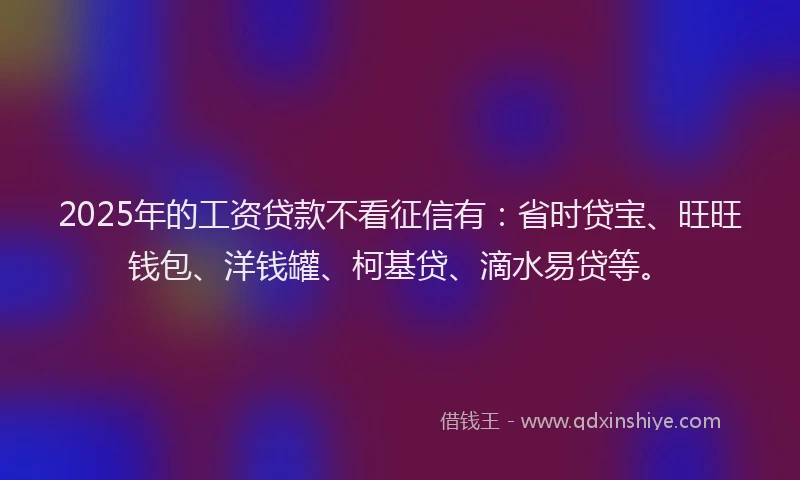 2025年的工资贷款不看征信有：省时贷宝、旺旺钱包、洋钱罐、柯基贷、滴水易贷等。