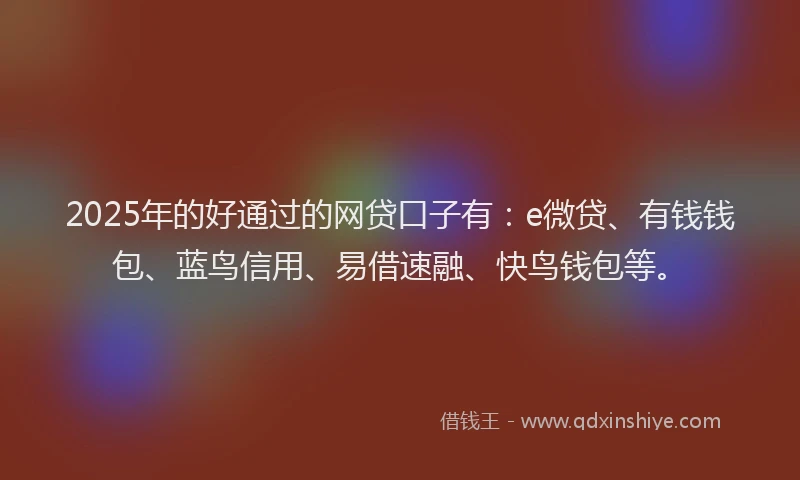 2025年的好通过的网贷口子有：e微贷、有钱钱包、蓝鸟信用、易借速融、快鸟钱包等。
