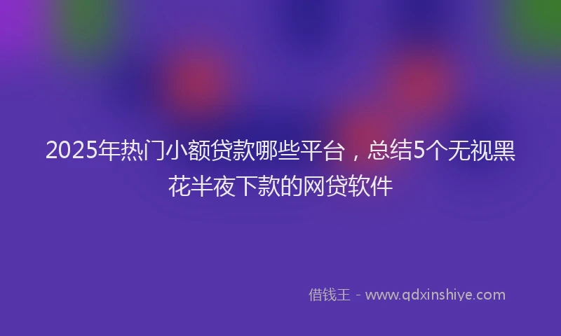 2025年热门小额贷款哪些平台，总结5个无视黑花半夜下款的网贷软件