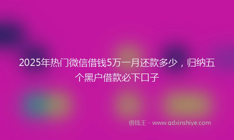 2025年热门微信借钱5万一月还款多少，归纳五个黑户借款必下口子