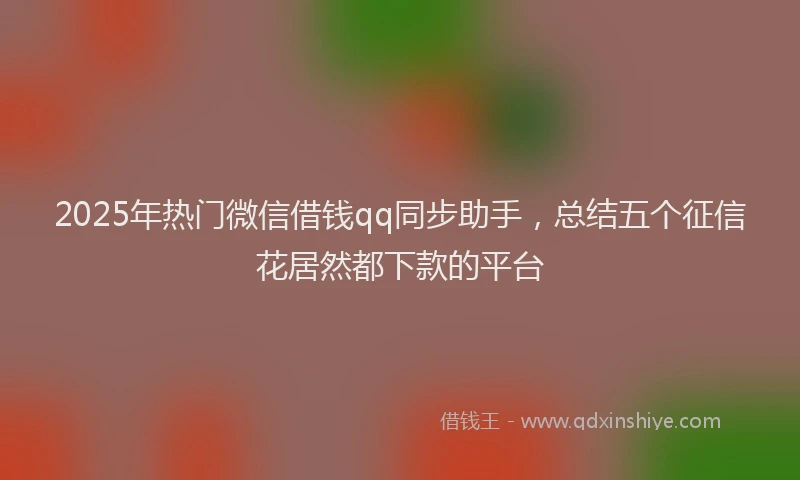 2025年热门微信借钱qq同步助手，总结五个征信花居然都下款的平台
