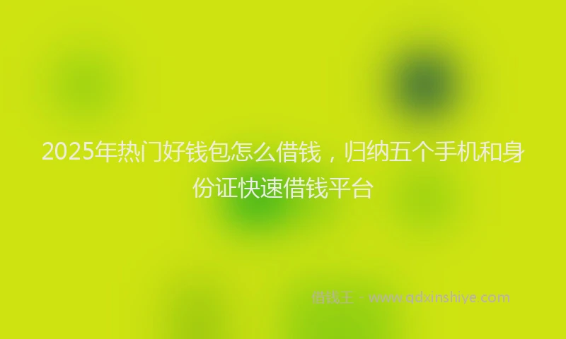 2025年热门好钱包怎么借钱，归纳五个手机和身份证快速借钱平台