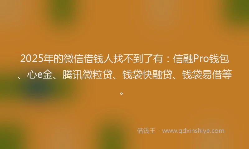 2025年的微信借钱人找不到了有：信融Pro钱包、心e金、腾讯微粒贷、钱袋快融贷、钱袋易借等。