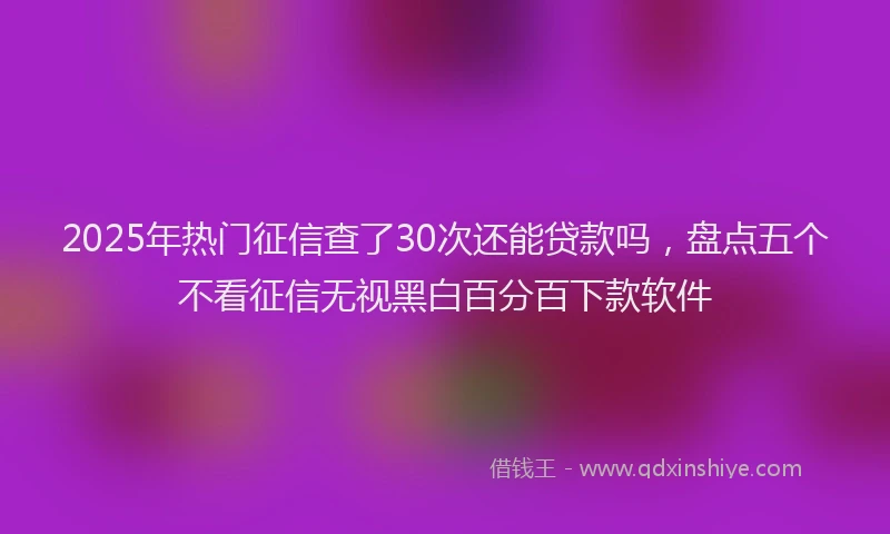 2025年热门征信查了30次还能贷款吗，盘点五个不看征信无视黑白百分百下款软件