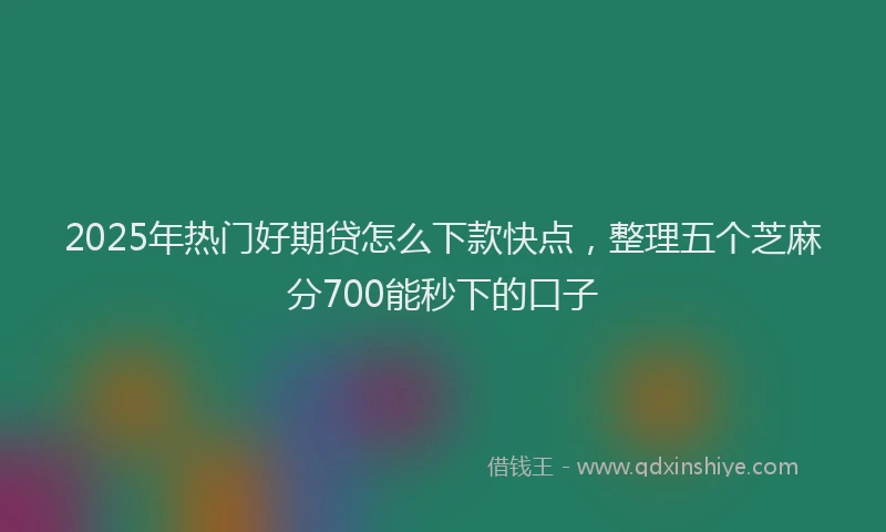 2025年热门好期贷怎么下款快点，整理五个芝麻分700能秒下的口子