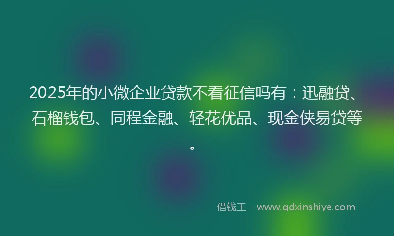 2025年的小微企业贷款不看征信吗有：迅融贷、石榴钱包、同程金融、轻花优品、现金侠易贷等。