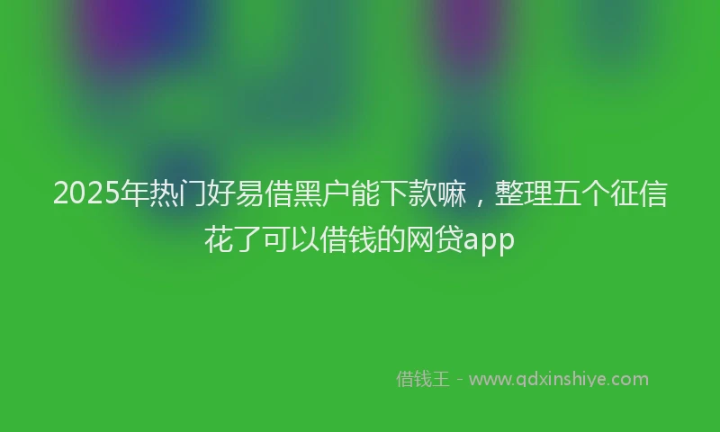2025年热门好易借黑户能下款嘛，整理五个征信花了可以借钱的网贷app