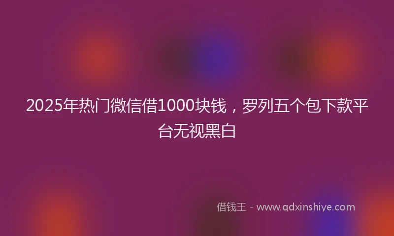 2025年热门微信借1000块钱，罗列五个包下款平台无视黑白