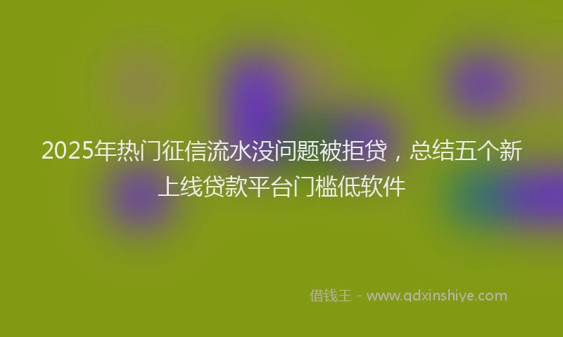 2025年热门征信流水没问题被拒贷，总结五个新上线贷款平台门槛低软件