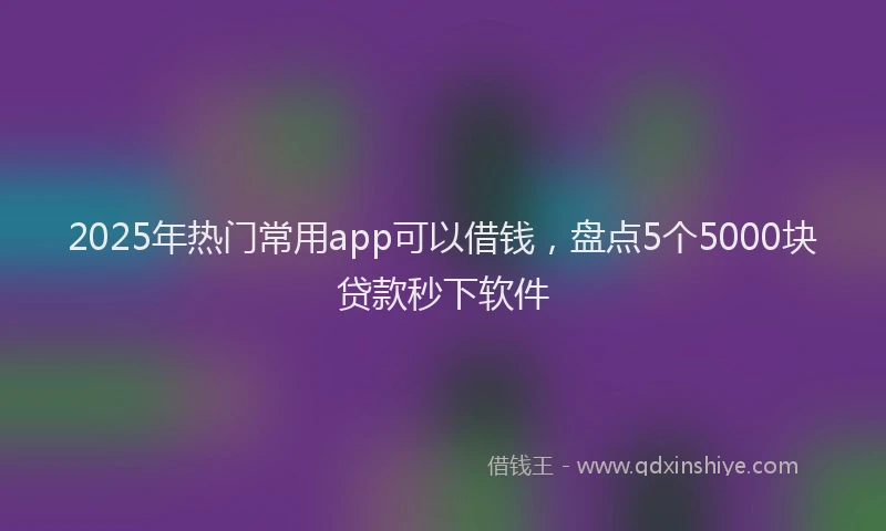 2025年热门常用app可以借钱，盘点5个5000块贷款秒下软件