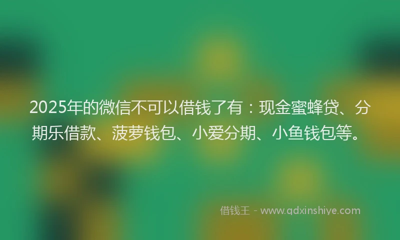 2025年的微信不可以借钱了有：现金蜜蜂贷、分期乐借款、菠萝钱包、小爱分期、小鱼钱包等。