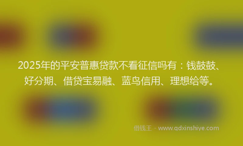 2025年的平安普惠贷款不看征信吗有：钱鼓鼓、好分期、借贷宝易融、蓝鸟信用、理想给等。